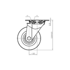 Rodízio para Móveis com Chapa 100kg Borracha sem Freio Giratório 127mm Preto 1 peça