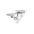 Rodízio para Móveis com Chapa 25kg Silicone com Freio Giratório 35mm Transparente  1 peça