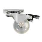 Rodízio para Móveis com Chapa 30kg Silicone com Freio Giratório 35mm Transparente