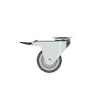 Rodízio com Chapa 40kg Aço com Freio Giratório 100mm Cinza 1 peça