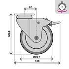 Rodízio com Chapa 40kg Aço com Freio Giratório 100mm Cinza 1 peça
