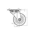 Rodízio para Móveis com Chapa 40kg Borracha Giratório 76mm Preto 1 peça