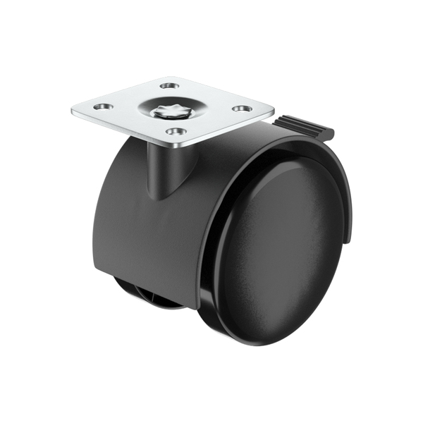 Rodízio com Chapa 40kg Nylon com Freio 50mm Preto