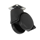 Rodízio para Móveis com Chapa 40kg Plástico com Freio Giratório 50mm Preto