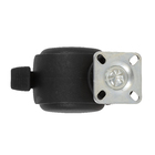 Rodízio para Móveis com Chapa 40kg Plástico com Freio Giratório 50mm Preto