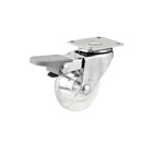 Rodízio para Móveis com Chapa 40kg Silicone com Freio Giratório 40mm Transparente  1 peça