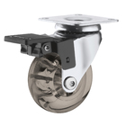 Rodízio para Móveis com Chapa 40kg Silicone com Freio Giratório 50mm Fumê 1 peça