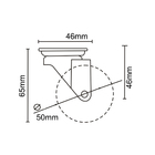 Rodízio para Móveis com Chapa 40kg Silicone sem Freio Giratório 50mm Incolor 1 peça