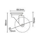 Rodízio para Móveis com Chapa 50kg Silicone sem Freio Giratório 75mm Incolor 1 peça