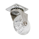 Rodízio para Móveis com Chapa 55kg Silicone sem Freio Giratório 75mm Transparente