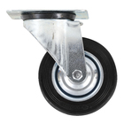 Rodízio para Móveis com Chapa 60kg Borracha sem Freio Giratório 100mm Preto