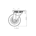 Rodízio para Móveis com Chapa 60kg Borracha sem Freio Giratório 100mm Preto 1 peça
