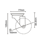 Rodízio para Móveis com Chapa 60kg Silicone sem Freio Giratório 100mm Incolor 1 peça