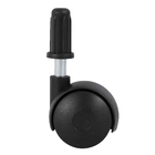 Rodízio para Móveis com Pino 15kg Plástico sem Freio Giratório 30mm Preto