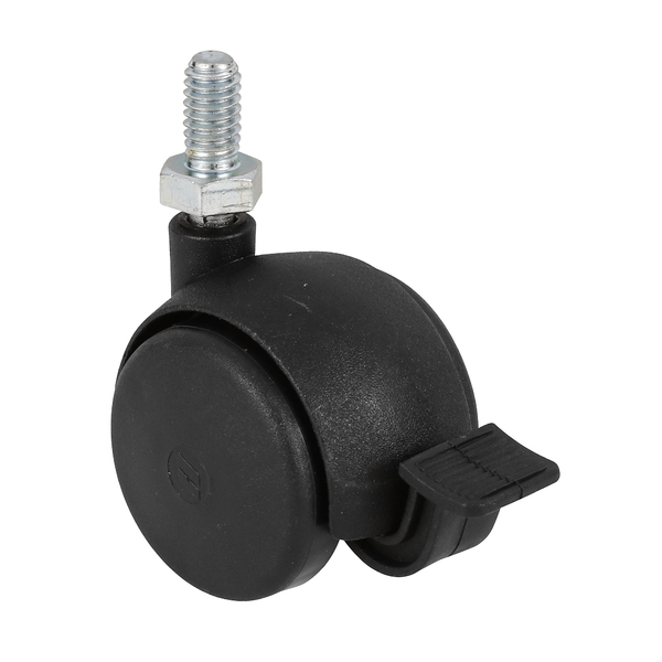 Rodízio para Móveis com Pino 20kg Polipropileno com Freio Giratório 38mm Preto