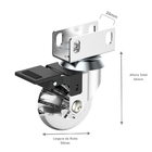 Rodizio De Gel Giratório Com Freio 50mm Perfil U 26mm Soprano