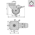 Rodízio de Plástico com Freio Preto 50mm até 40kg Standers