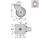 Rodízio de Plástico com Freio Preto 75mm até 60kg Standers