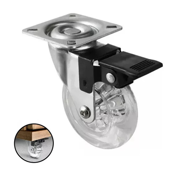 Rodízio De Silicone Giratório C/ Trava 75mm Hardt 4 Unidades