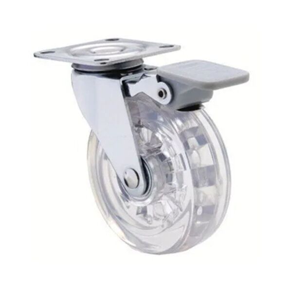 Rodízio Gel Rg75 Com Rolamento Incolor Cromado Com Freio