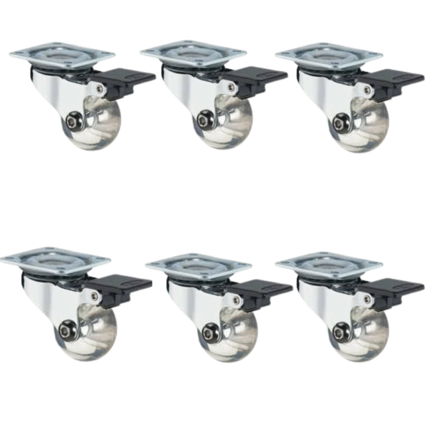 Rodizio Gel Silicone Cristal 35 Mm Com Trava 6 Un