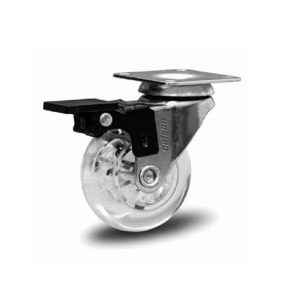 Rodízio Gira Placa Freio Roda Pvc Gel Cristal 35Mm Colson