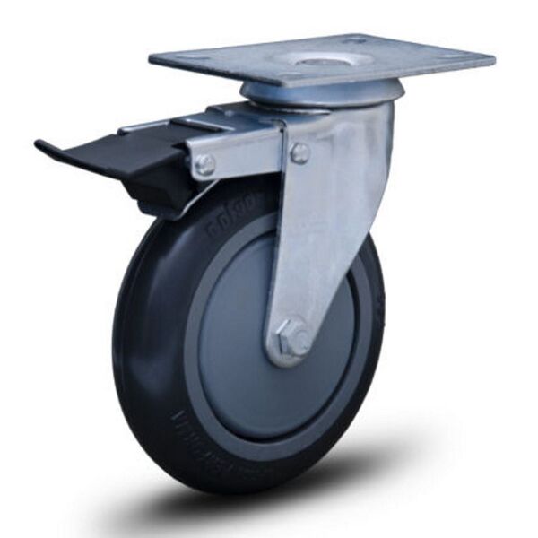 Rodizio Giratório Com Freio Polipropileno / Pvc Serie 12 Cinz