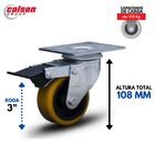 Rodizio Giratório Com Freio Poliuretano 3 Polegadas Núcleo Fe