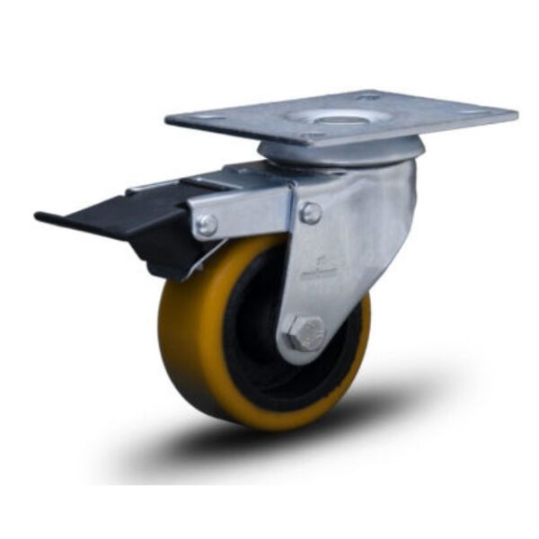 Rodizio Giratório Com Freio Poliuretano 3 Polegadas Núcleo Fe