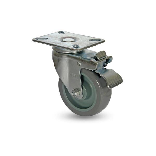 Rodízio Giratório Freio Total Borracha Termoplástica 2" Cinza