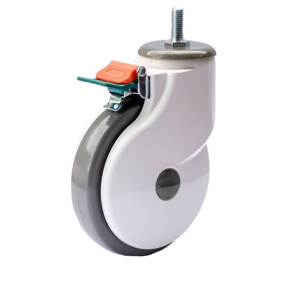 Rodizio Giratório Hospitalar Pino Rosca C/freio Pu Até130kg