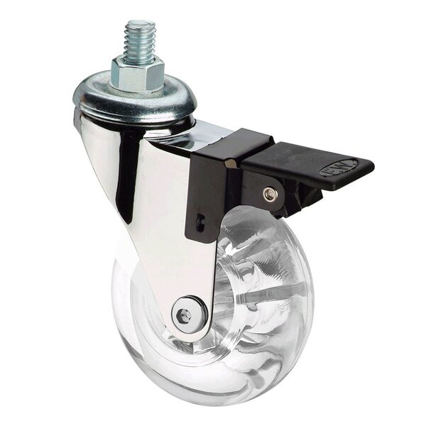 Rodízio Incolor Pu Com Freio 60kg Linha Parafuso Italy Line 6