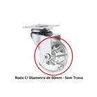 Rodizio Para Moveis Giratório Sem Trava Cristal 50 Mm 2 Un