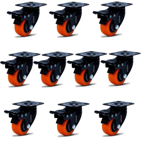 Rodízio Placa Linha 1.5/8" Black Amarelo 41mm Anti Risco Móve