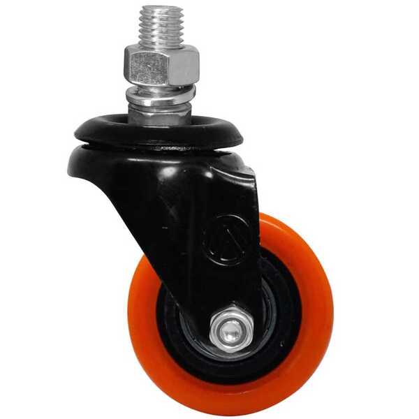 Rodízio Pvc Laranja 2" 50mm Giratório Com Rosca - A09120-gr -