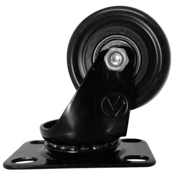 Rodízio Pvc Preto 2" 50mm Giratório Placa - A09420-g - Ajax