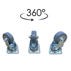 Rodízio Rodinha Giratório Placa Base Aço Roda Pp Cinza Diâmet