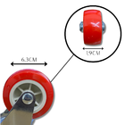 Rodízio Rodinha Giratório Placa Base Aço Roda Pp Vermelho Diâ