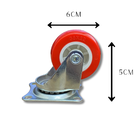 Rodízio Rodinha Giratório Placa Base Aço Roda Pp Vermelho Diâ