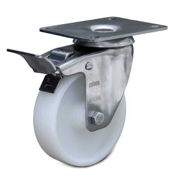 Rodízio Série 12 Inox Placa Com Freio 76mm - Nylon 150kg - Colson