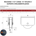 Roldana Em Nylon 1.1/2" Canal (u) C/ Suporte Fechado E Rolame