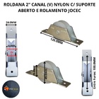 Roldana Portao 2 Pol Nylon Canal "v" C/ Rolamento Cavalete Al