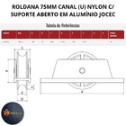 Roldana Portao 75mm Nylon Canal Em "u" Cavalete Aluminio Jocec