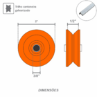 Roldana Portao Nylon Laranja 2' Cantoneira Com Parafuso - Fp