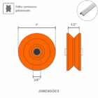 Roldana Portão Nylon Laranja 3' Cantoneira Com Parafuso - Fp