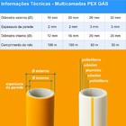 Rolo 10m 16mm Tubo Multicamadas Pex Gás Amarelo com Proteção