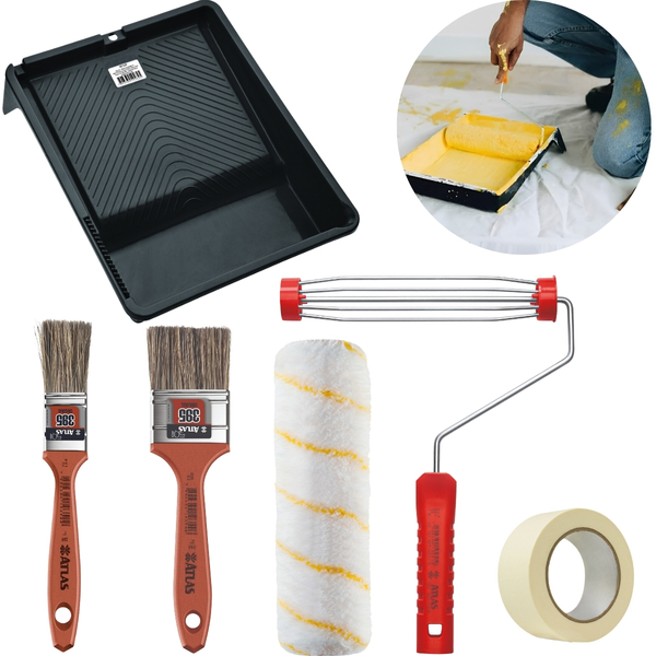 Rolo De Pintura 23cm Antirespingo + Trincha 25mm + Trincha 50