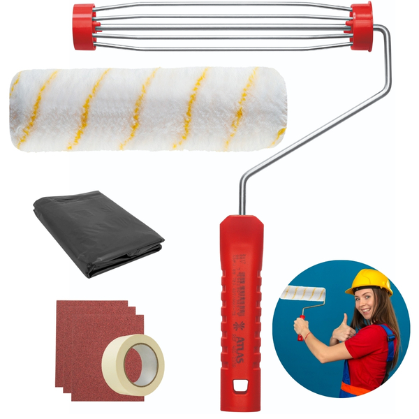 Rolo De Pintura Antirespingo + Suporte Garfo + Manta Lona Plá