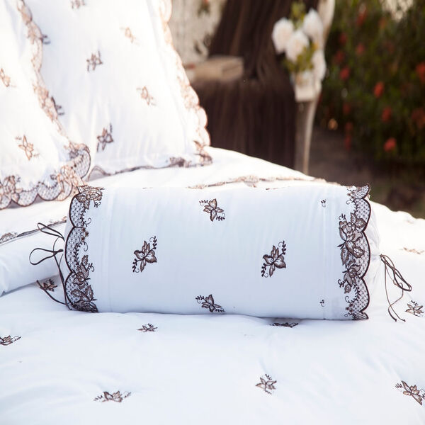 Rolo Decorativo Bordado 200 Fios Mondrean Branco Vilela Enxov