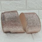 Rolo Fita Aramada Rose Gold Enfeite Natal 6,3cm 9m Kit 6pçs